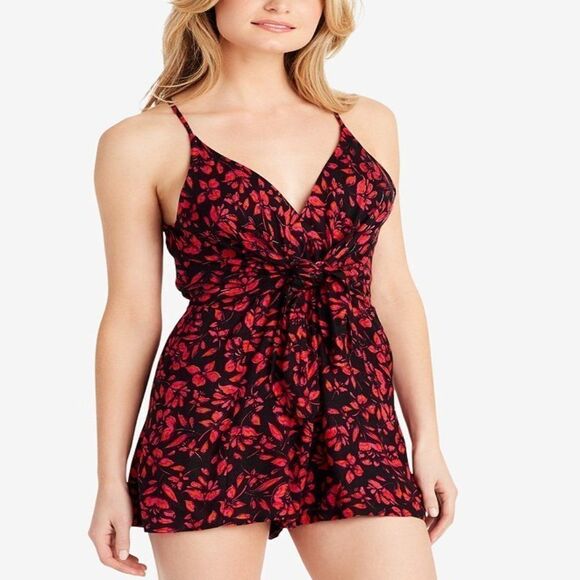 JESSICA SIMPSON Danica Red Twist Front Romper S - Picture 1 of 3